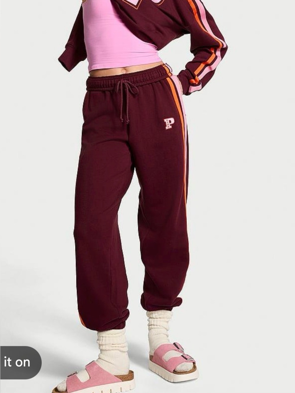 PINK Victoria's Secret women’s Maroon Drawstring Bottoms size small